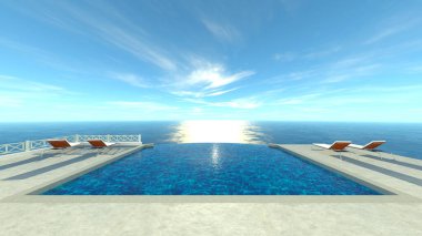 Terasın denizle 3 boyutlu canlandırması