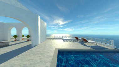 Terasın denizle 3 boyutlu canlandırması