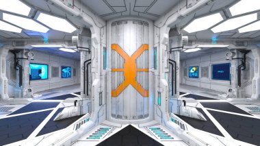 3D rendering of Inside the spaceship clipart