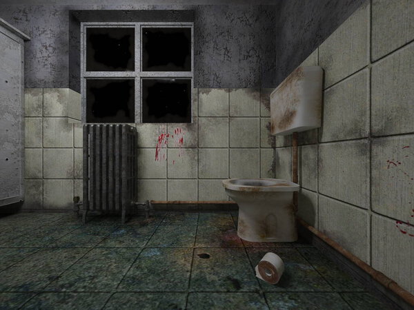 3D рендеринг темного туалета