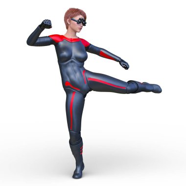 Süper bir kadının 3B canlandırması.