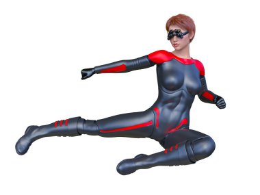 Süper bir kadının 3B canlandırması.