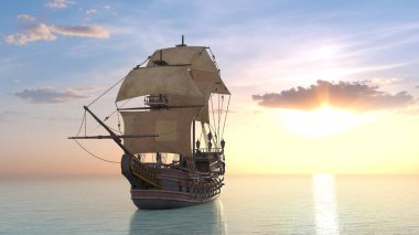 Bir yelkenlinin 3D görüntüsü