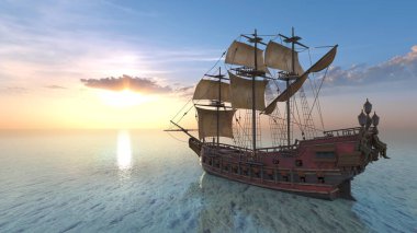 Bir yelkenlinin 3D görüntüsü