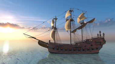 Bir yelkenlinin 3D görüntüsü