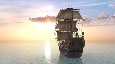 Bir yelkenlinin 3D görüntüsü