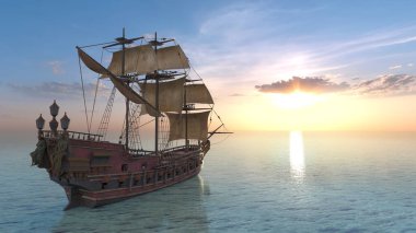 Bir yelkenlinin 3D görüntüsü