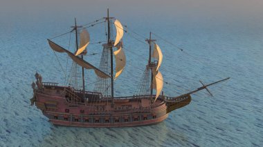 Bir yelkenlinin 3D görüntüsü