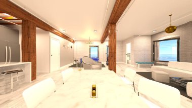 İçerideki odanın 3 boyutlu görüntüsü