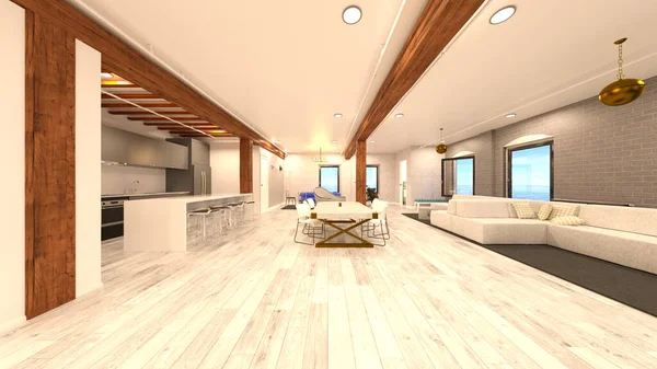 İçerideki odanın 3 boyutlu görüntüsü