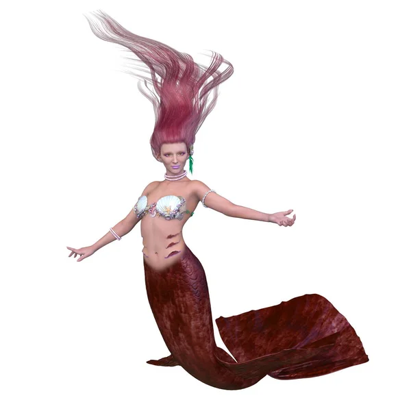 美人鱼女孩的3D渲染 — 图库照片