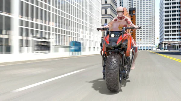 超女ライダーの3Dレンダリング — ストック写真