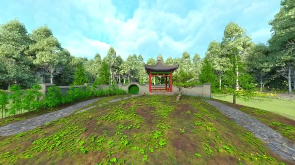 Rendering Van Chinese Tuin — Stockvideo