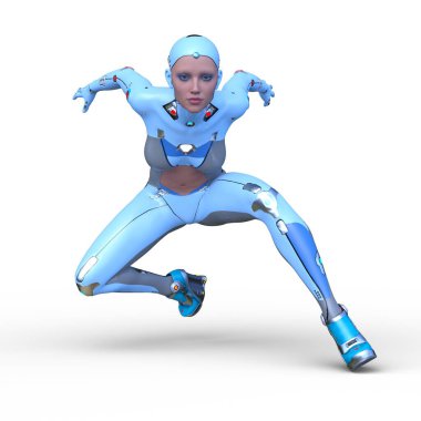 Dişi bir sayborgun 3D canlandırması