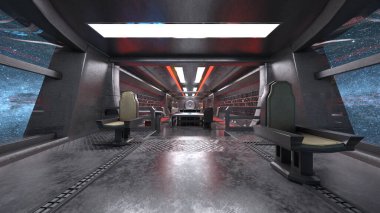 Uzay gemisi kontrol odasının 3 boyutlu görüntülemesi