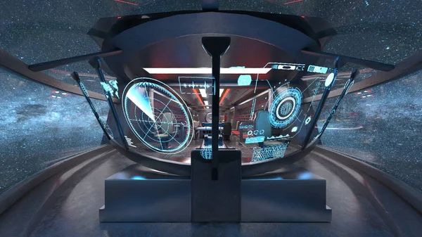 3D rendering of Inside the spaceship control room