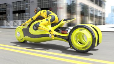 Süper kadın sürücünün 3B görüntüsü 