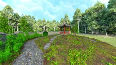 Çin bahçesinin 3 boyutlu CG görüntülemesi