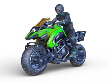 Süper kadın sürücünün 3B görüntüsü