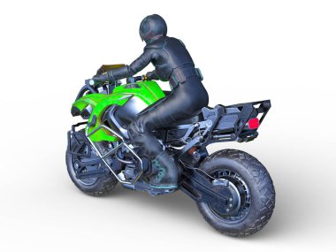 Süper kadın sürücünün 3B görüntüsü