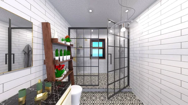 Rendering Van Het Toilet — Stockfoto