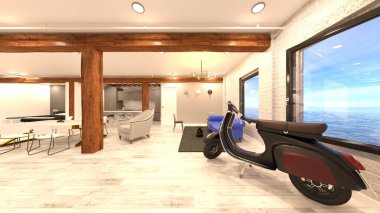 Geniş odanın 3B görüntülemesi