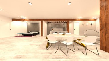 Geniş odanın 3B görüntülemesi