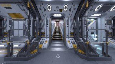 Uzay aracının içinde 3B CG görüntüleme