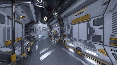 Uzay aracının içinde 3B CG görüntüleme