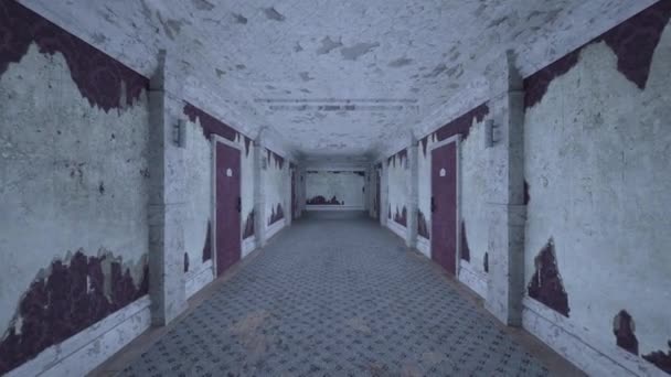 廃墟となった廊下の3Dレンダリング — ストック動画
