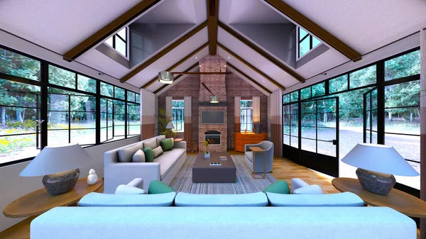 Rendering Living Room — Stock Photo, Image