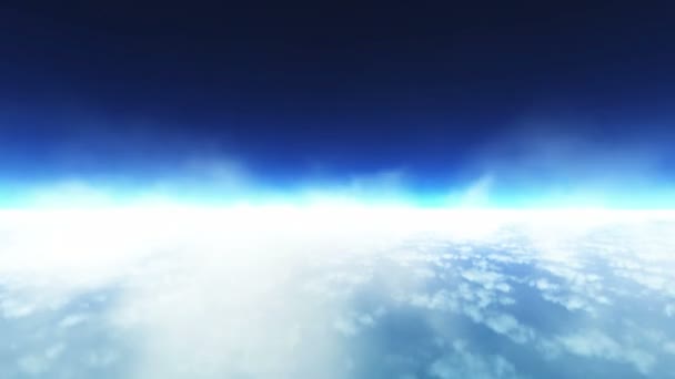 Voler à travers les nuages avec arc-en-ciel apparaissant 