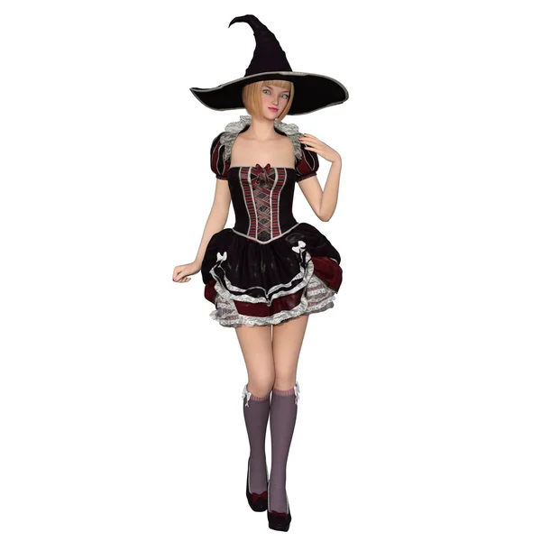 Genç kadın cadı kostüm — Stok fotoğraf