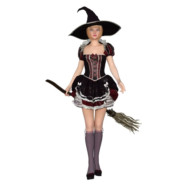 Młoda kobieta z kostium czarownicy — Zdjęcie stockowe