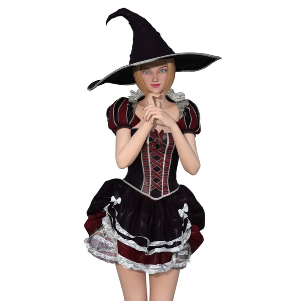 Mladá žena s čarodějnice kostým — Stock fotografie