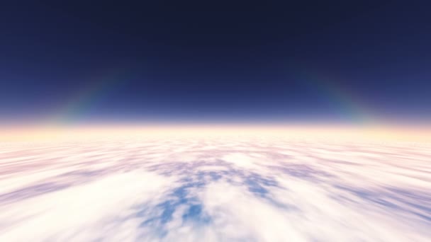 Voler au-dessus des nuages avec arc-en-ciel 