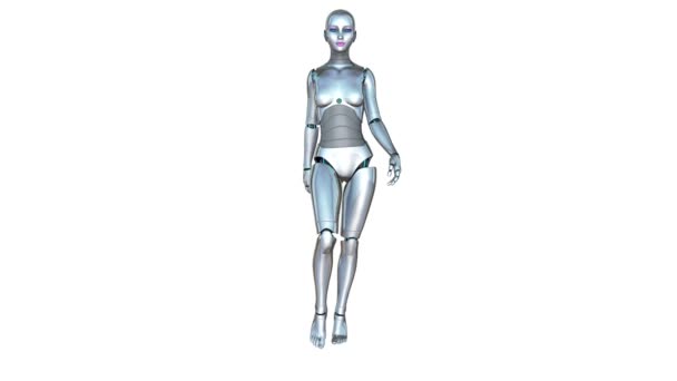 Walking female robot — Stock Video