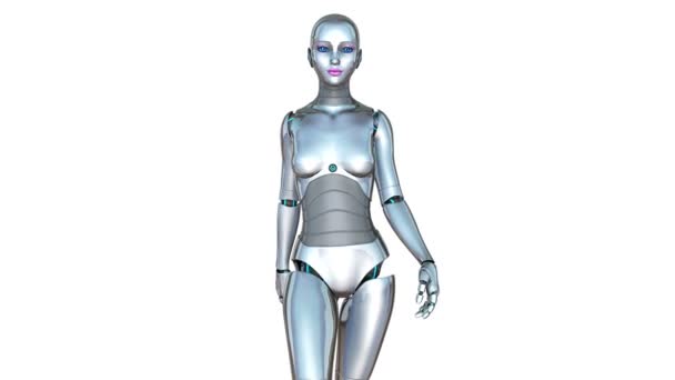 Robot femenino andante — Vídeos de Stock