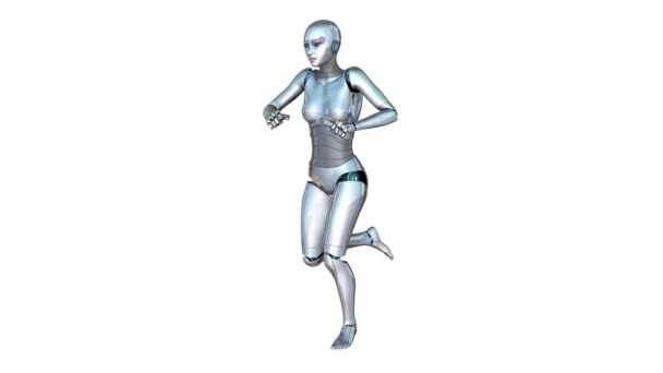 Running female robot — Stock Video