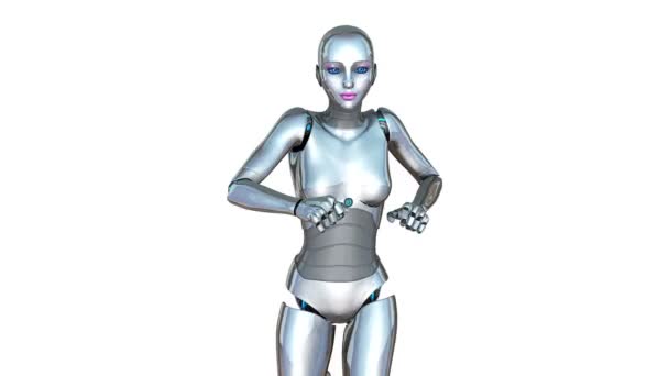 Robot femmina in esecuzione — Video Stock