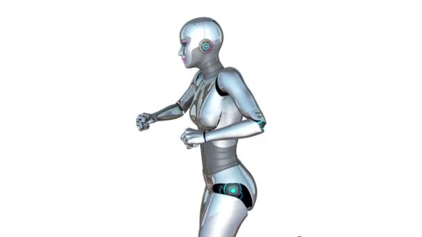 Running female robot — Stock Video