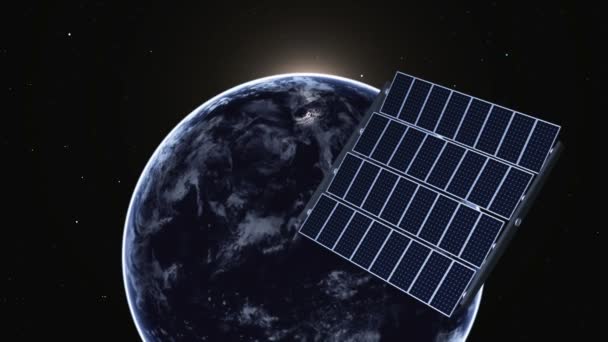 Земля и солнечная панель — стоковое видео