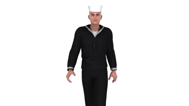Walking sailor man — Stock Video