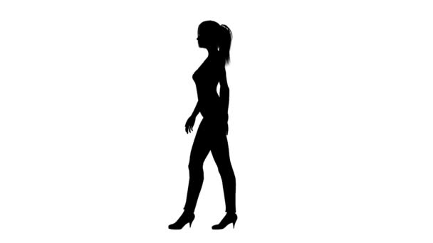 Silhouette della donna che cammina — Video Stock