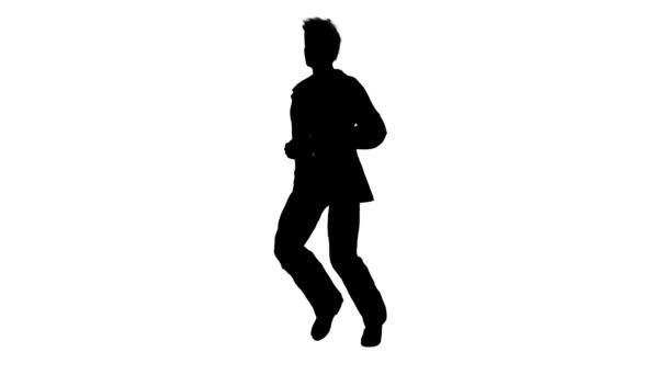 Silhouette of running business man — Stock Video