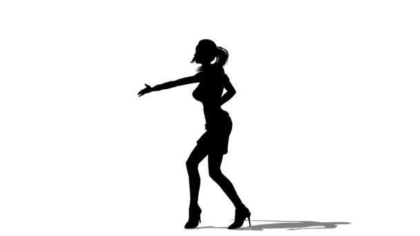 Silhouet van dansende vrouw — Stockvideo