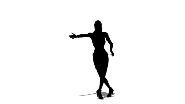 Silhouet van dansende vrouw — Stockvideo
