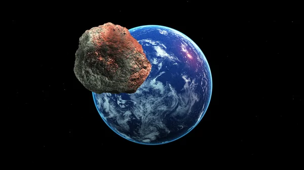 Земля і метеорита — стокове фото