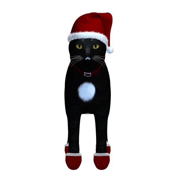 Black cat santa claus — Stock Photo, Image