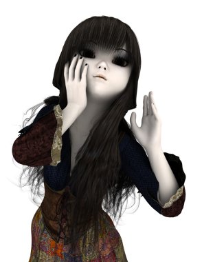 3d cg işleme bir genç kadın oyuncak bebek